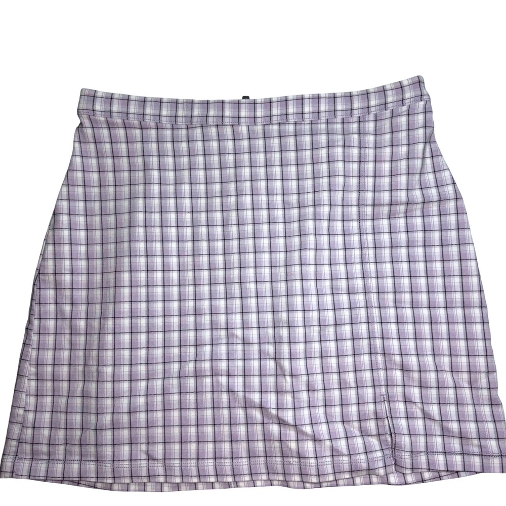Hollister Purple Plaid Mini Skirt Ultra High Riseโ Advanced Stretch Size L Y2K